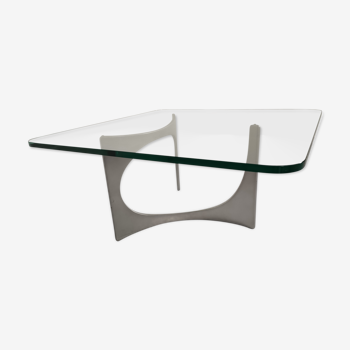 Alu and glass coffee table by KNUT HESTERBERG 1970s