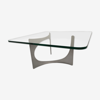 Table basse alu et verre par Knut Hesterberg 1970s