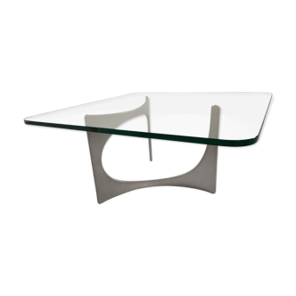 Alu and glass coffee table by KNUT HESTERBERG 1970s