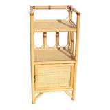 Small vintage rattan shelf bedside table