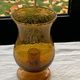 Photophore in bubble glass and hand-blown golden yellow signed vintage biot