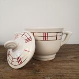 Cups and saucers x5 and sugar bowl - Moulin des Loups, model Richelieu