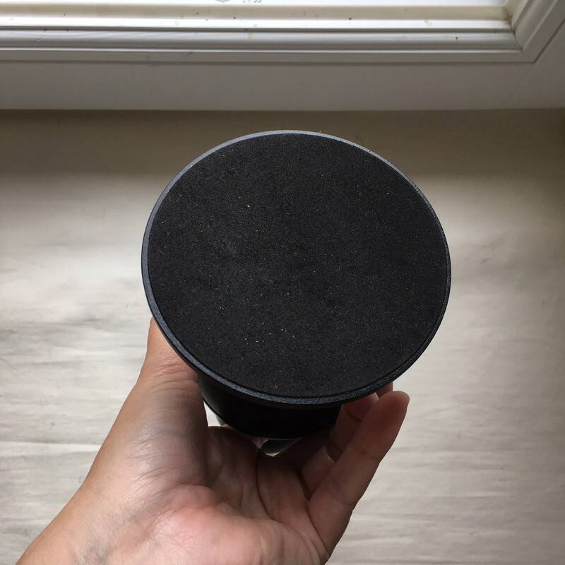 2 black metal ball candle holders 23.5 cm