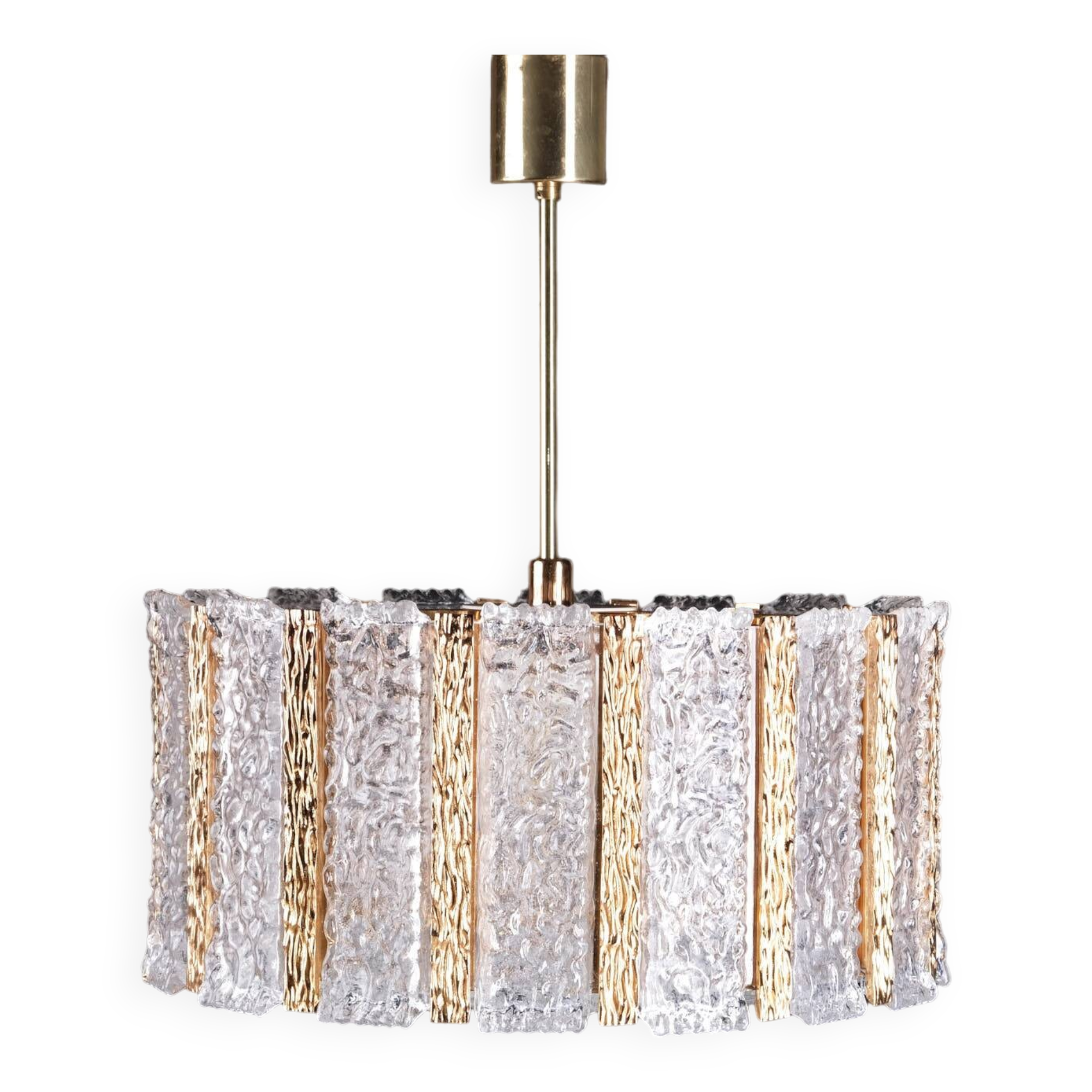 Vintage Kalmar lamp from the 60s, brass and glass