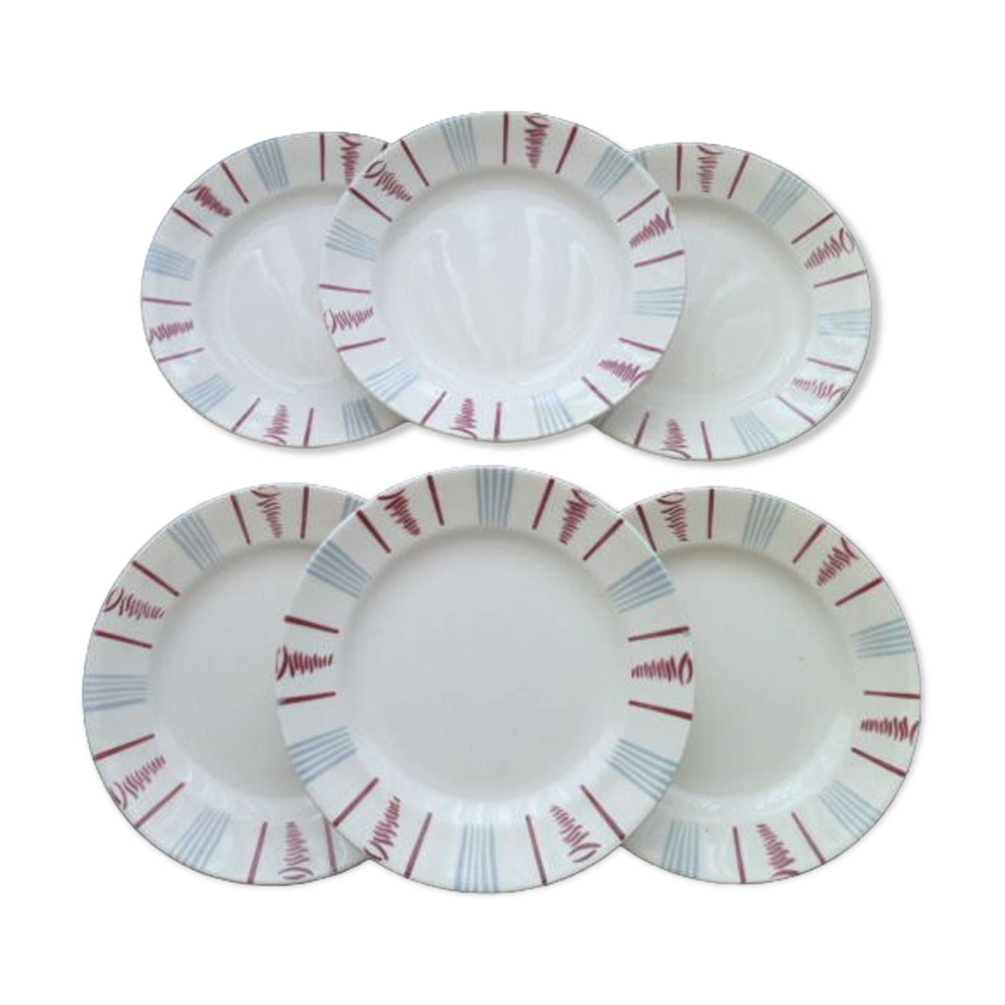 Set de 6 assiettes plates en faience de Sarreguemines  Modèle Neuilly