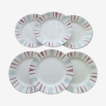 Set de 6 assiettes plates en faience de Sarreguemines  Modèle Neuilly