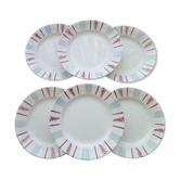 Set of 6 flat plates in faience of Sarreguemines Model Neuilly