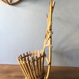 Vintage rattan plant holder