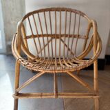 Vintage 70s children's rattan armchair