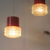 Orange suspension 70's glass 3-globe