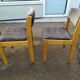 Lot de 4 Chaises en bois blond et tissu gris - Vintage