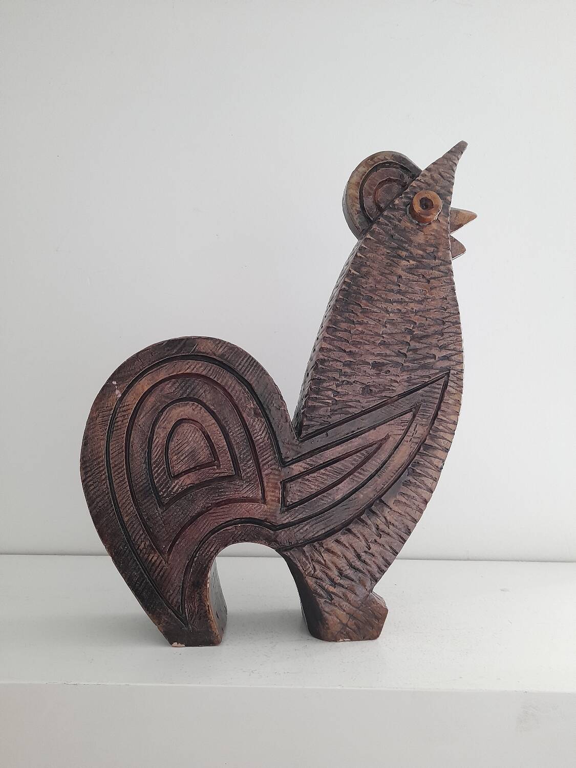 Large ceramic rooster sculpture 1970s