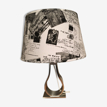 table lamp metal and abajt day fabric white and black