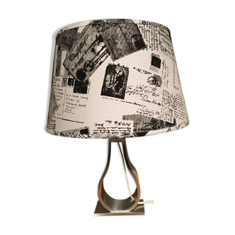 table lamp metal and abajt day fabric white and black