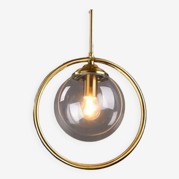 Suspension modernisme style antique brass globe glass lampshade