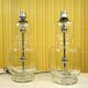Set of 2 Glass & chrome table lamps with alcantara lampshades, 1960s