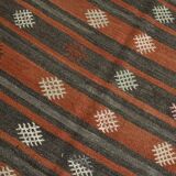 6x9 Green & Red Striped Pattern Kilim Area Rug, 175x266Cm