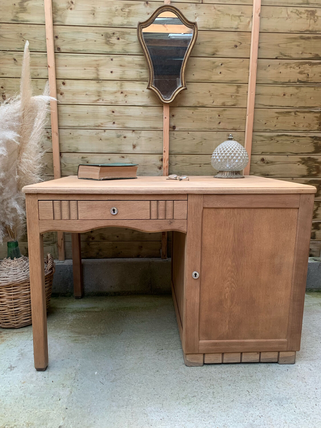 Solid oak Art Deco desk