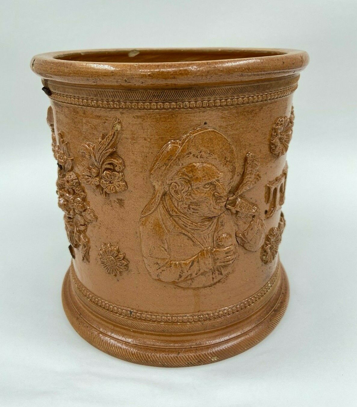Terracotta tabac pot vernissee XlXeme gb 2 grès de beauvaisis
