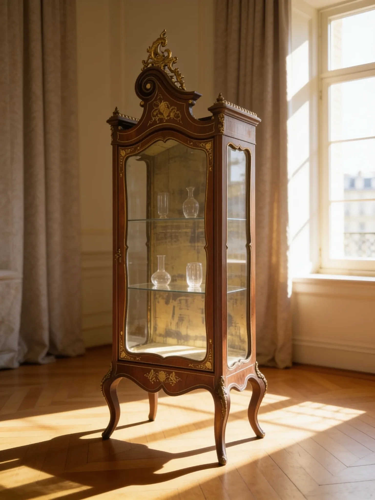Elegant antique display cabinet, dating to 19th century