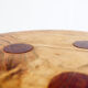Brutalist tripod stool in solid wood, around 1960.