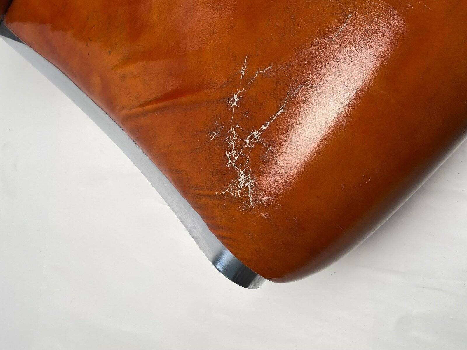 Set of Chromed Metal and Leather Armchairs by Vittorio Introini for Saporiti, 1965
