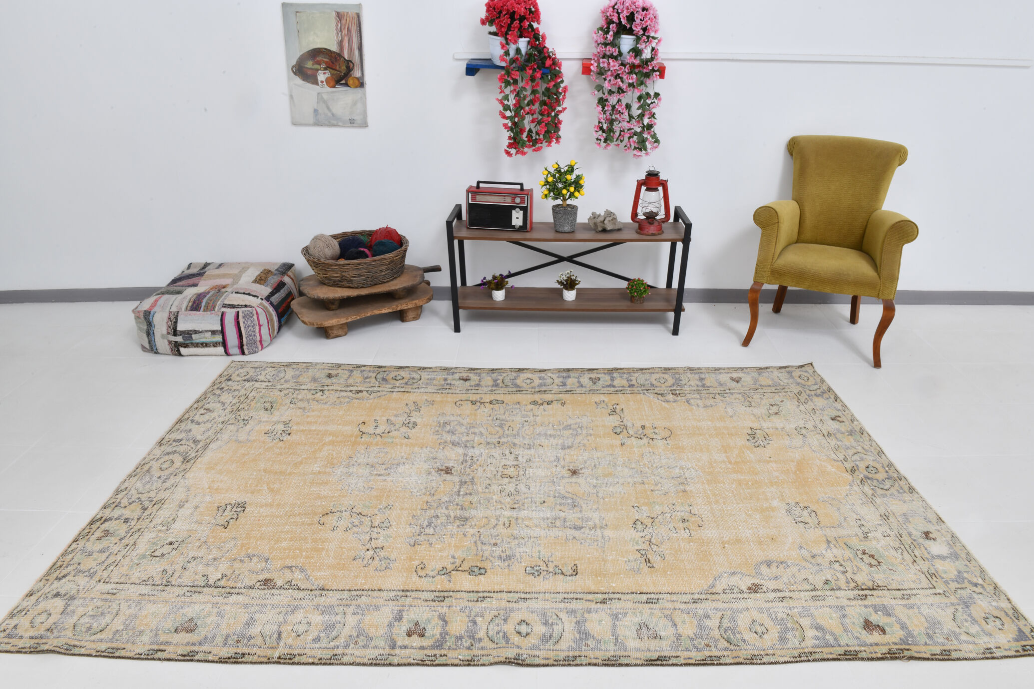 6x9 bordered & classic vintage rug, 175x284cm