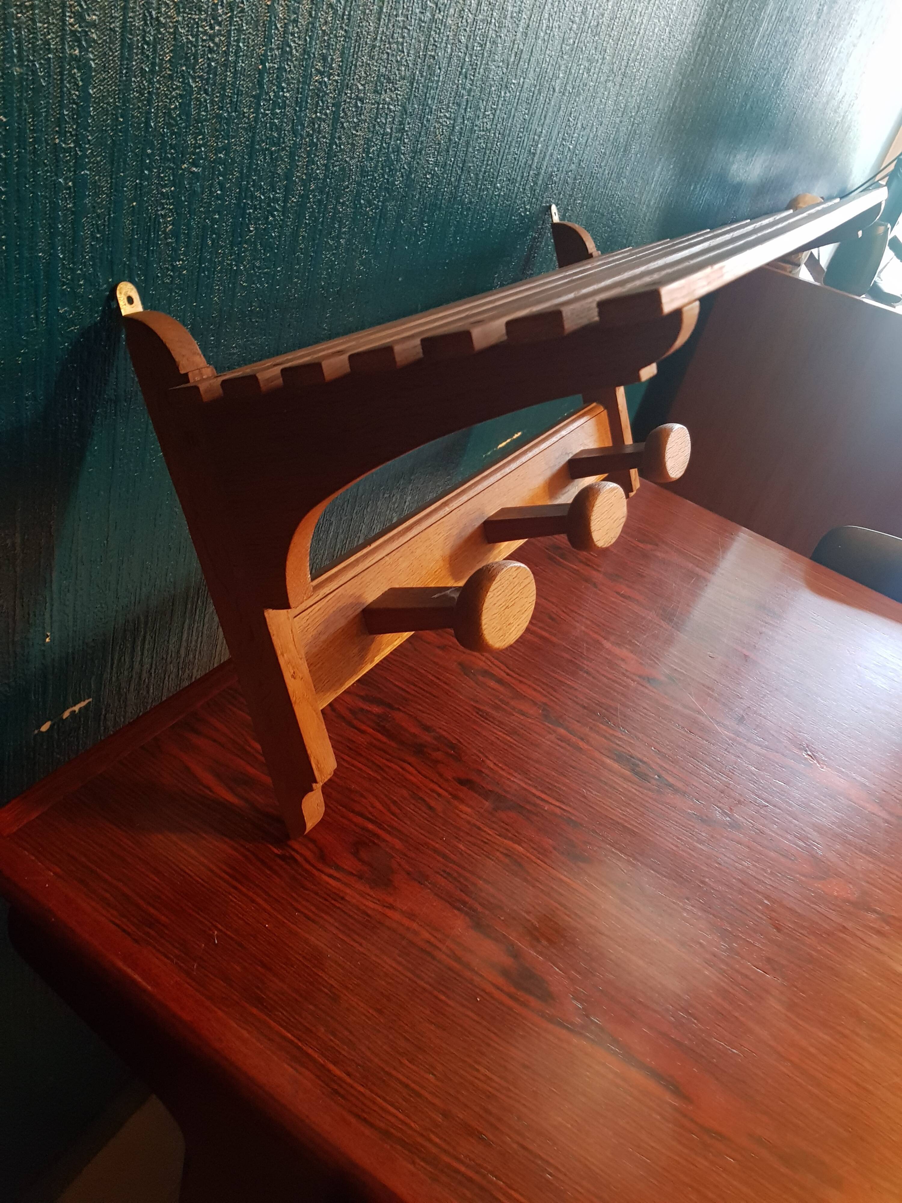 Coat rack with vintage wooden hat holder