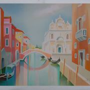 Janick LEDERLE: Gondolas in Venice, Original signed lithograph