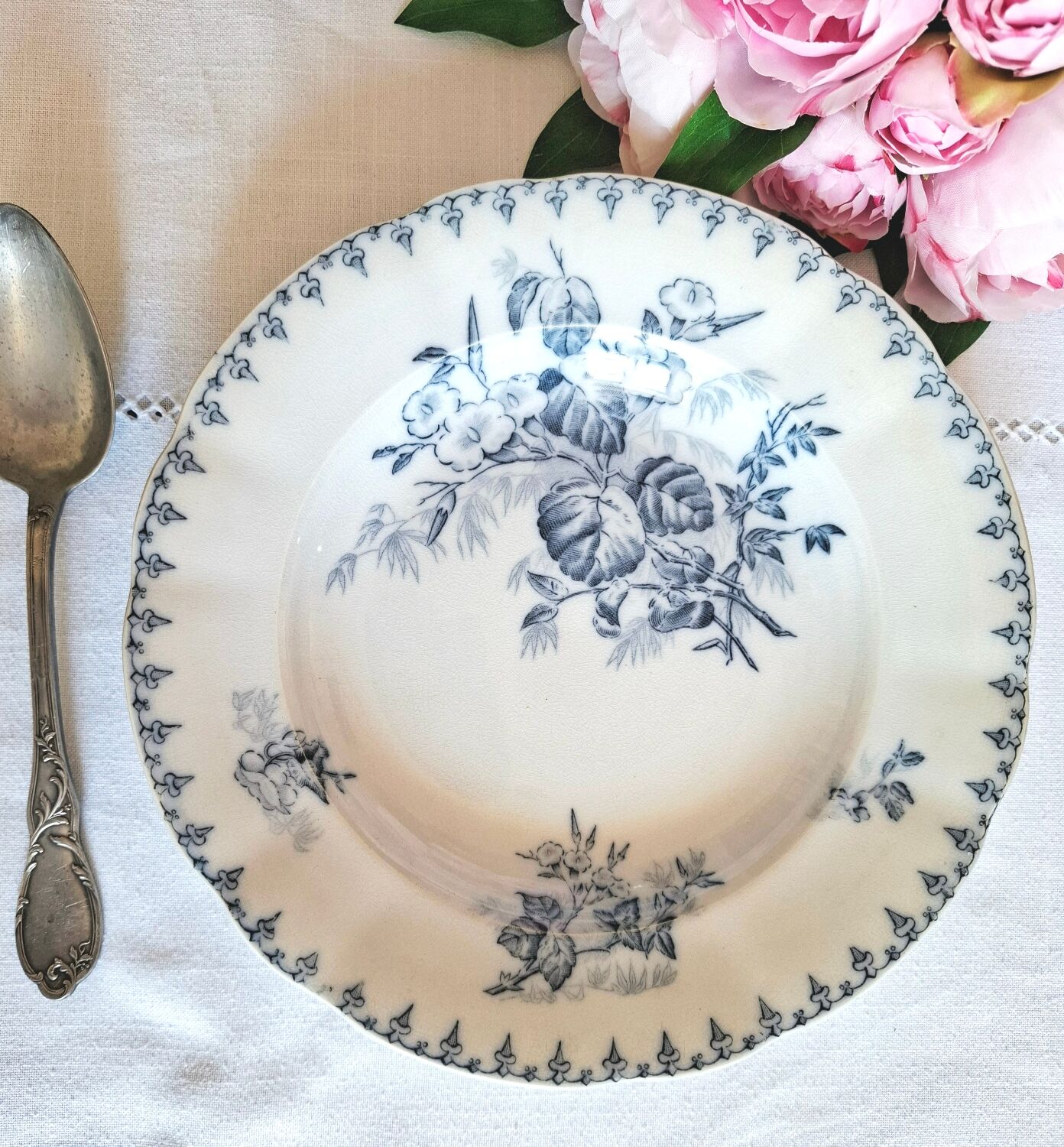 Antique earthenware soup plates