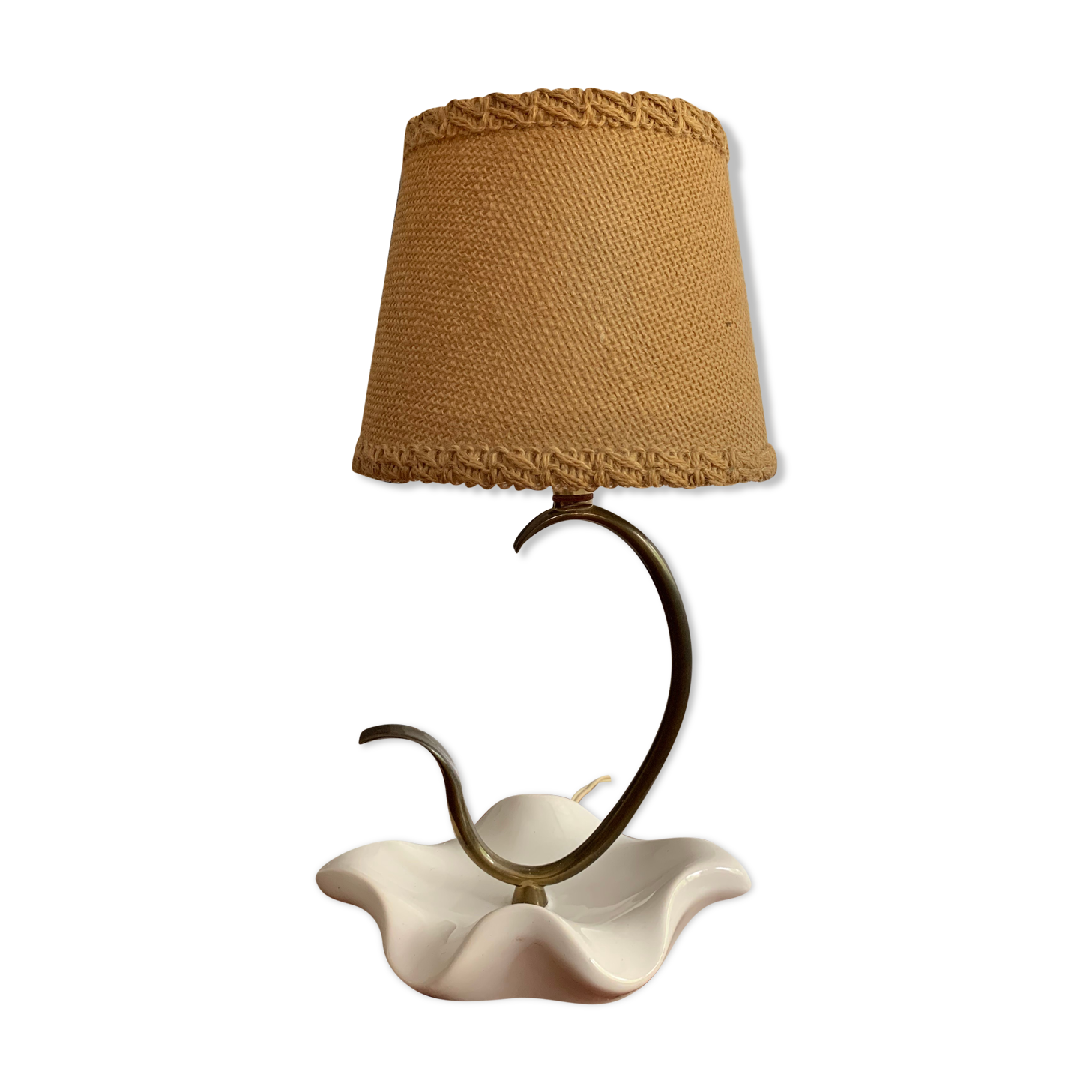 Ceramic lamp and vintage brass