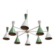 Lampe suspendue laquée blanche et verte de style Stilnovo. Espagne, 2022.