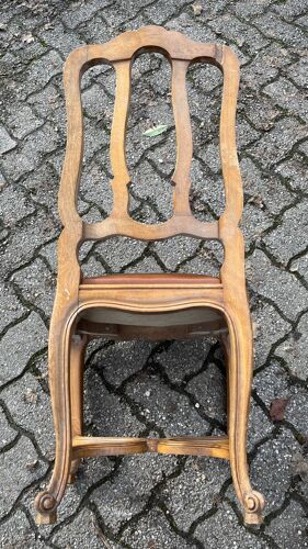 Suite de 6 chaises style Louis XV merisier et cuir