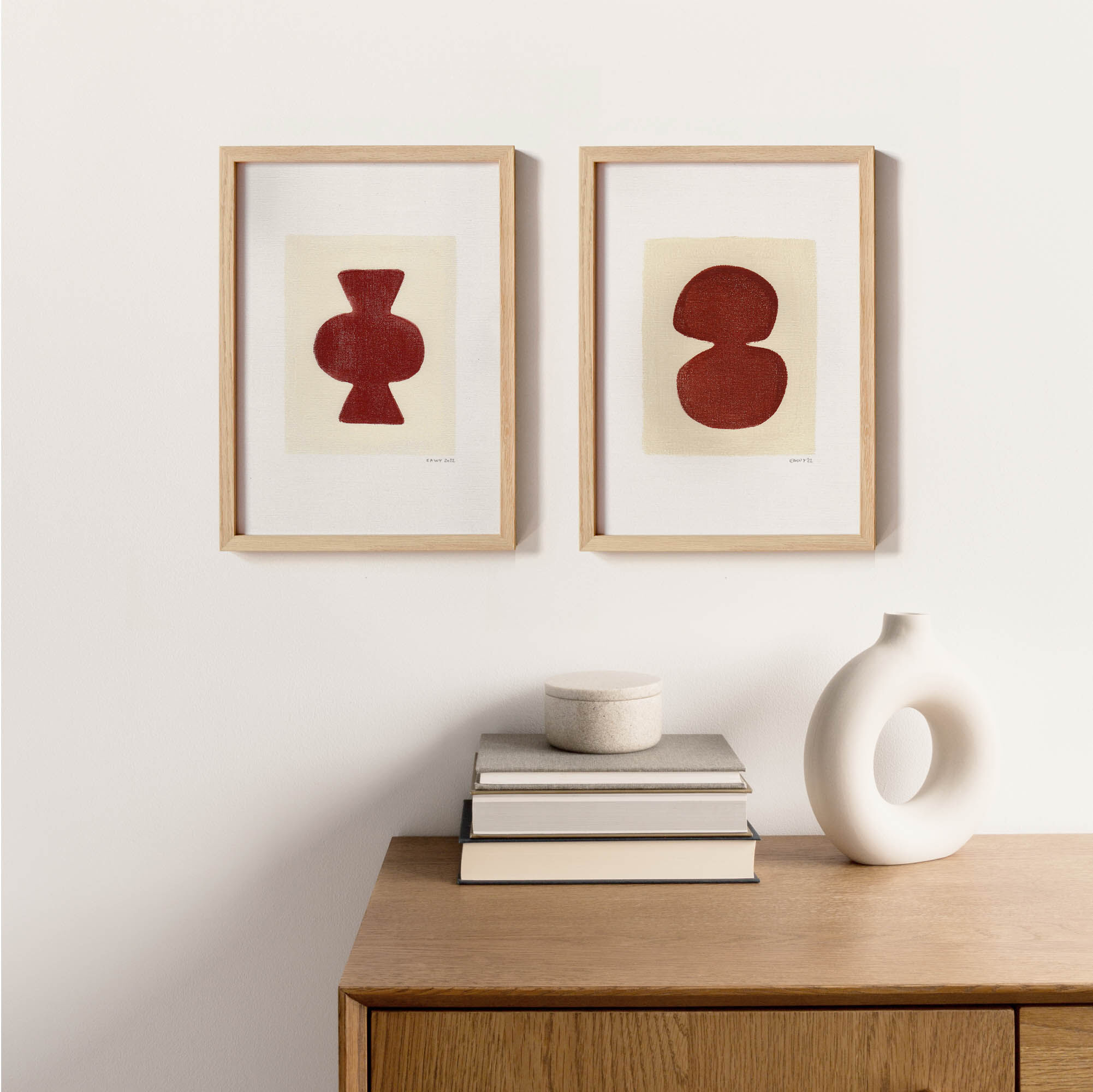 Duo of terracotta paints M760 and M761 signed EAWY