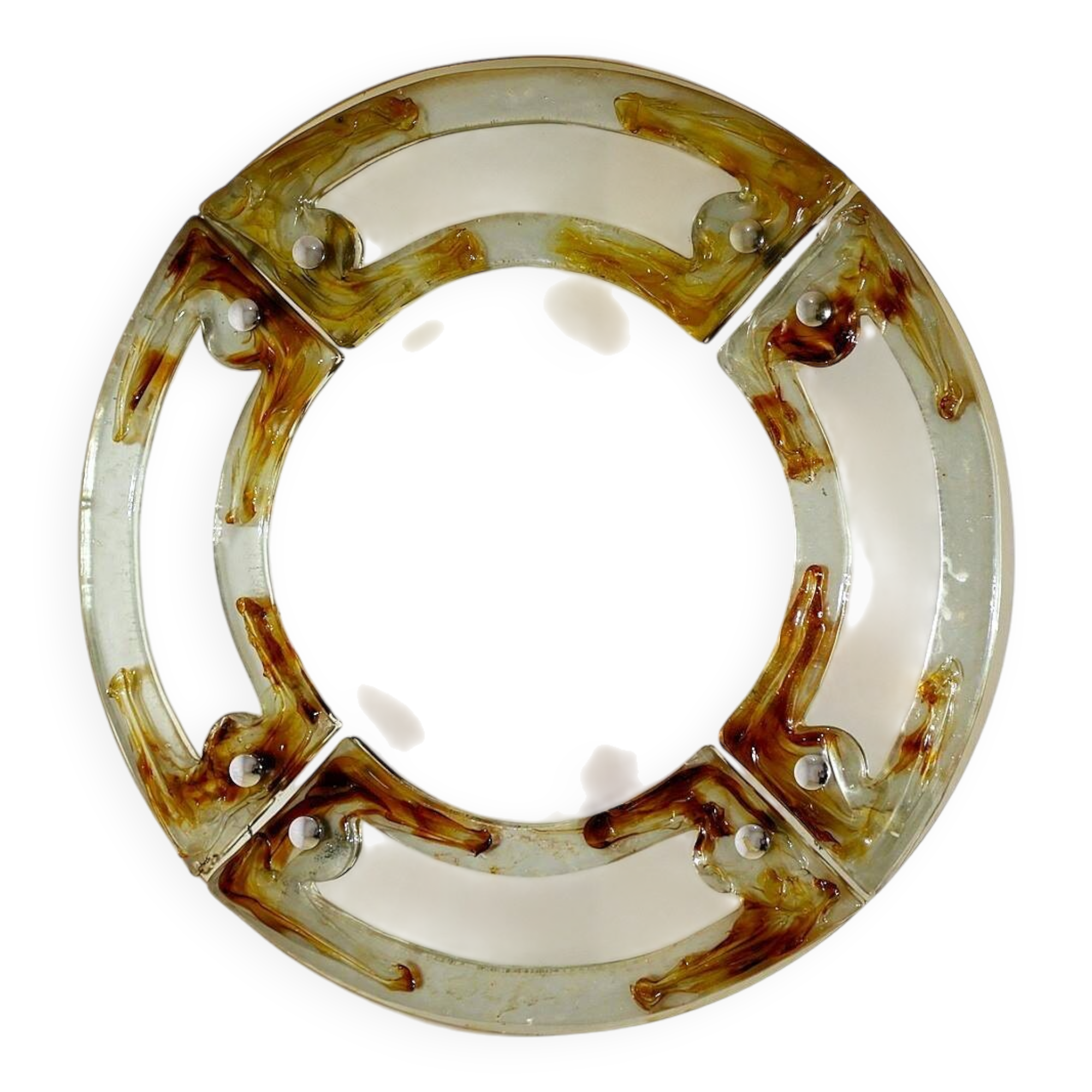 Miroir italien rond en verre de Murano du milieu du siècle par Mazzega, années 1960