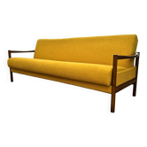 Scandinavian-style yellow boucle sofa with folding function, 1960s