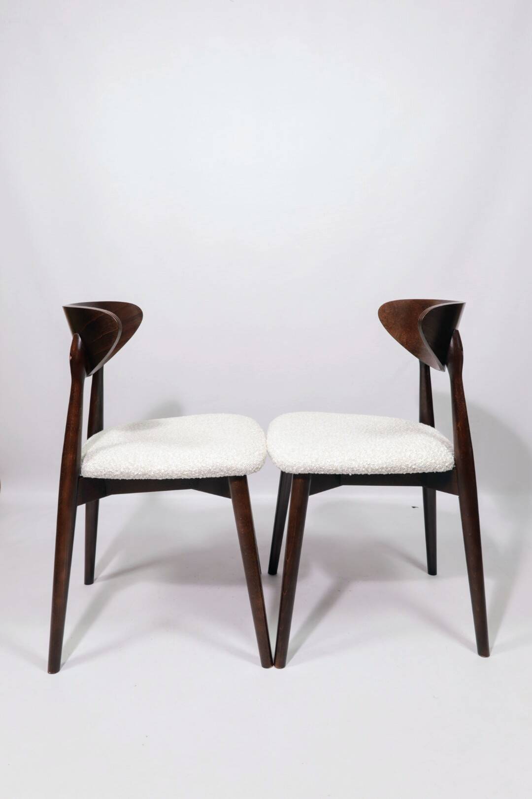 Ensemble de 6 chaises de salle à manger modernes, avec chaises de bureau en tissu bouclé blanc, chaises en bois de hêtre