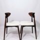 Ensemble de 6 chaises de salle à manger modernes, avec chaises de bureau en tissu bouclé blanc, chaises en bois de hêtre