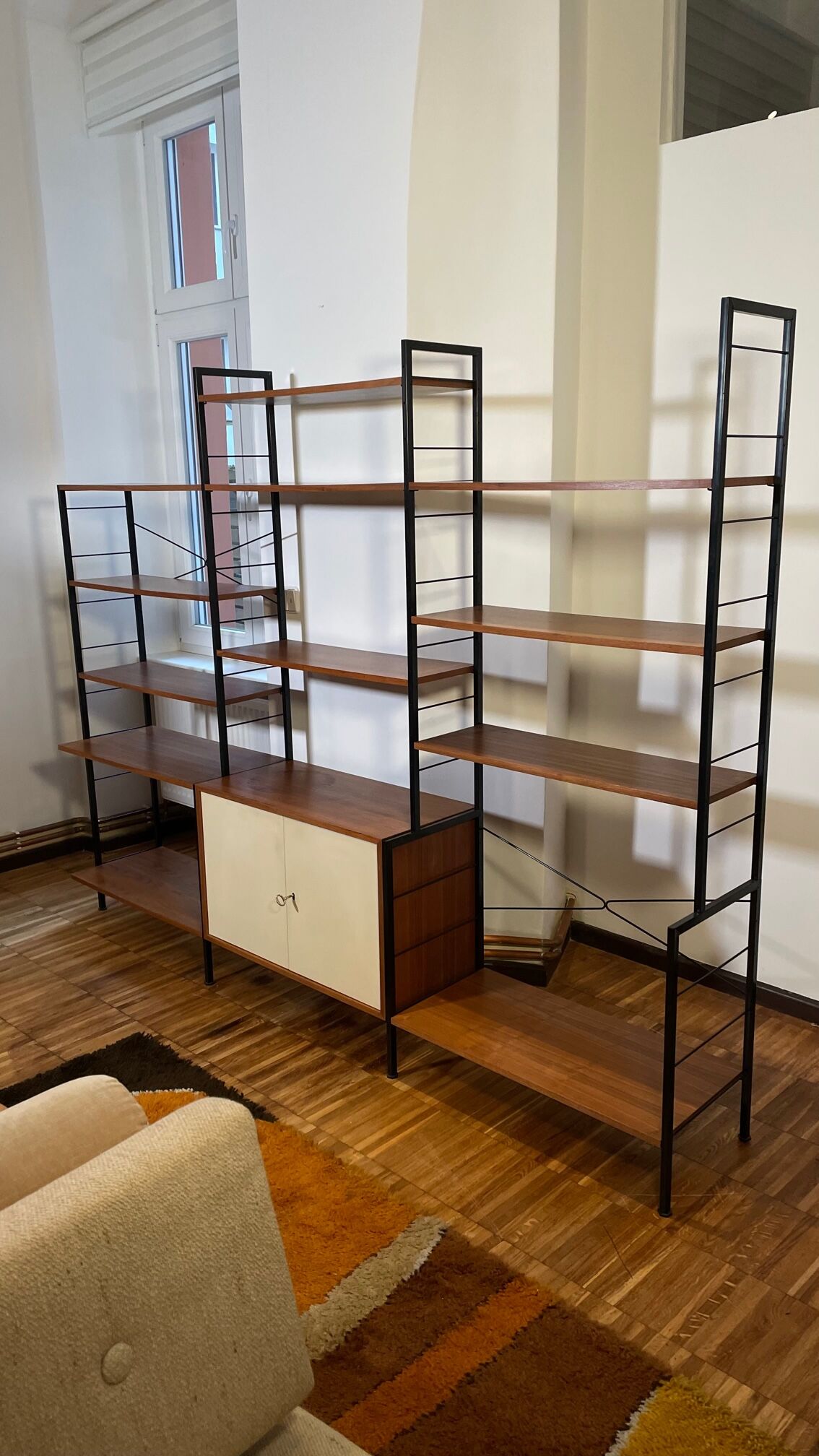 Modular vintage shelves of the 60s with box