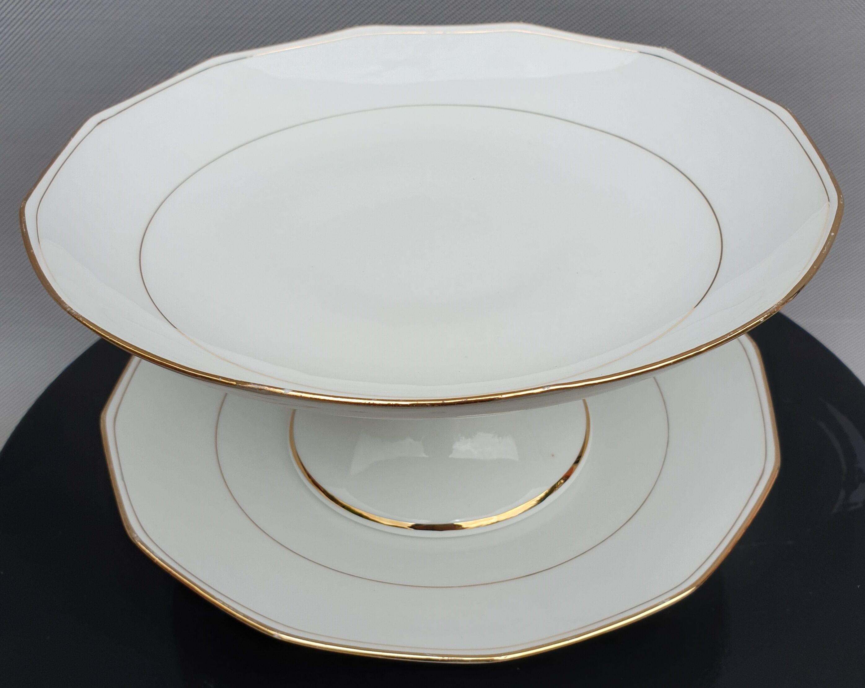 Pair two-course cake dishes Louroux Foecy vintage