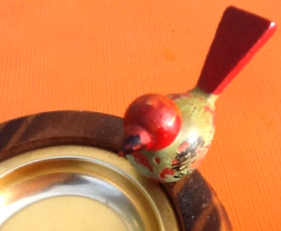 1950s hand ashtray turned wood bird décor
