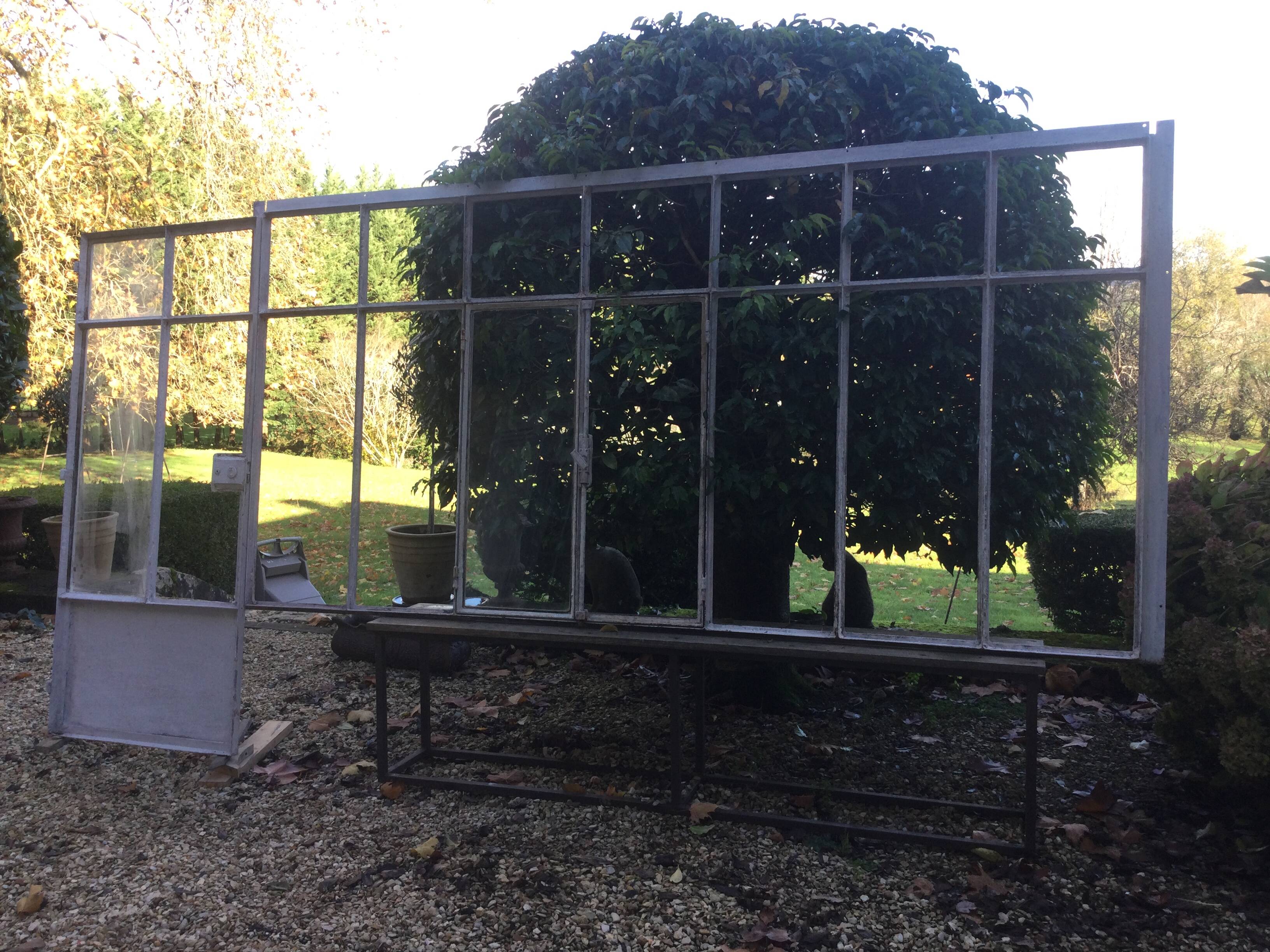 Old glass roof with door and window