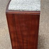 Art Deco bedside table in Niangon wood and green marble