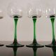 4 Vintage Alsace Wine Glasses with green feet floral decorations