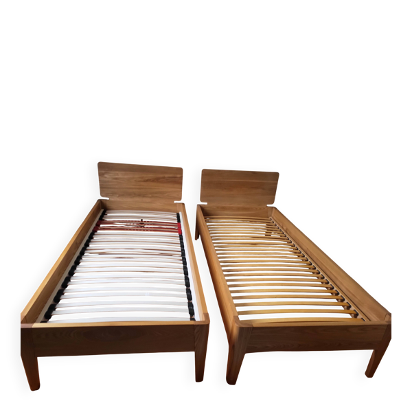 Lit simple en orme américain massif - Design contemporain épuré