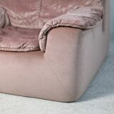 Cinna, pair of armchairs foam and velvet ras pink pale, France, circa 1970