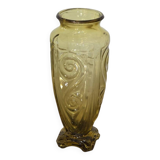 Large Art Deco yellow glass vase