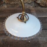 Wall lamp gooseneck bronze and serrated opaline.
