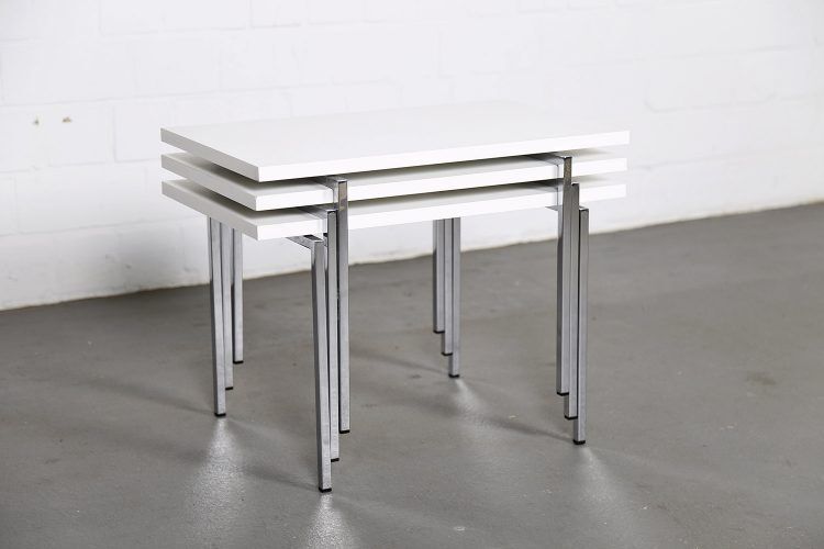 Modernist stackable tables by Trix & Robert Haussmann