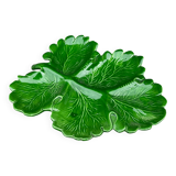 Green Ceramic Hors d'Oeuvres Dish in Leaf Shape, Art Deco Period